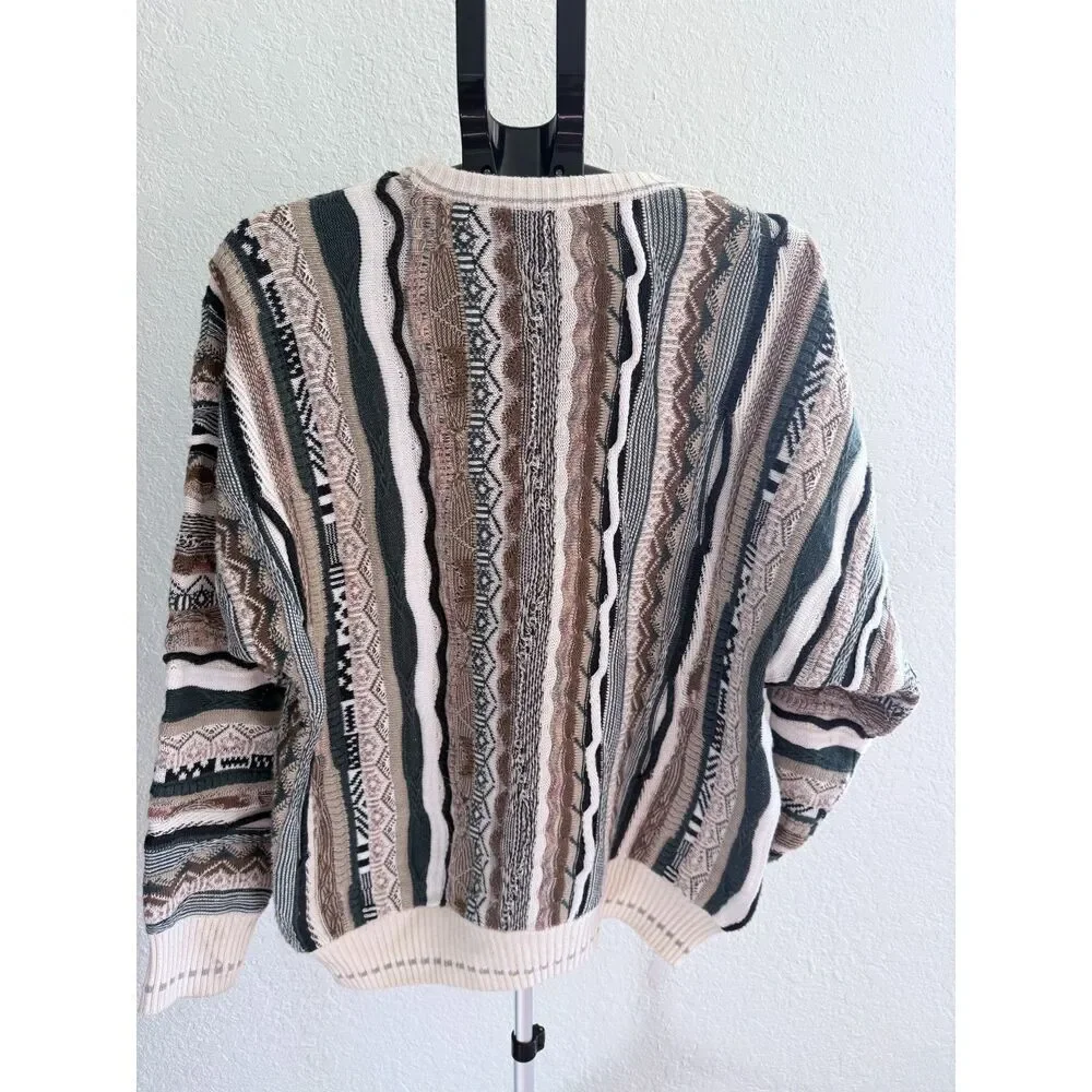 Vintage 90s Florence Tricot Coogi Style 3D Mens Cotton Blend Knit Sweater Large